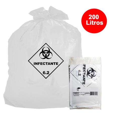 Imagem de Saco para Lixo 200 Litros Comum na Cor Branco - Infectante - Pacote com 10 unidades