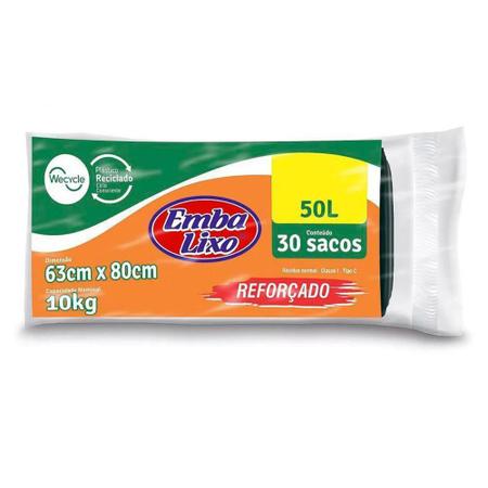 Imagem de Saco Para Lixo 50L Reforcado Preto Rolo C/30