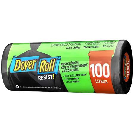 Imagem de Saco Para Lixo Resist! Preto 100L 10un - Dover Roll