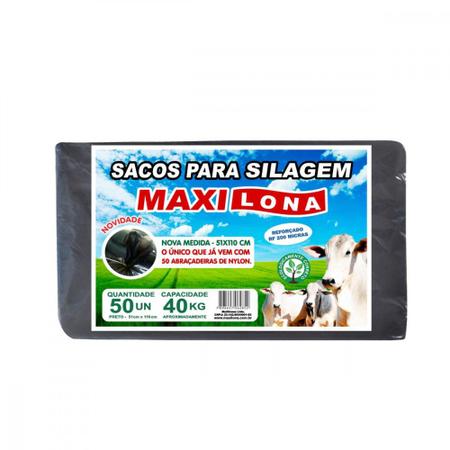 Imagem de Saco Para Silagem Maxilona Preto 51X110 Capacidade 40Kg 50Sacos