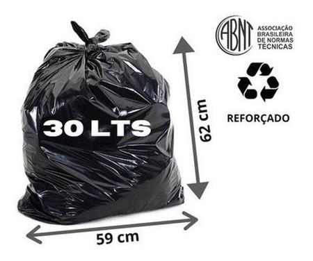 Imagem de Saco Plástico Lixo Preto 59 X 62 Capacidade 30 Lts 6Kgs Abnt
