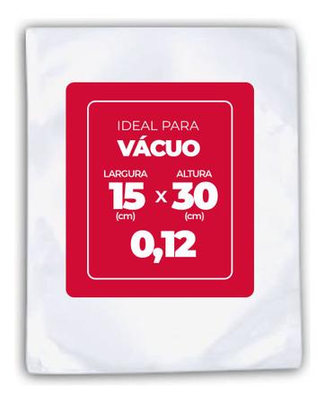 Imagem de Saco Plástico Para Vácuo 15cm X 30cm X 0,12 Com 1000 Unidade