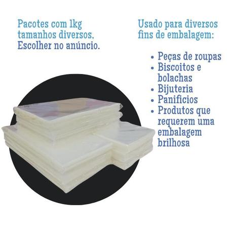 Imagem de Saco plástico transparente brilhoso para embalagem tamanhos diversos Poli celofane PP