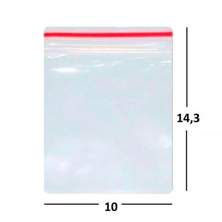 Imagem de Saco Saquinho Plástico Hermético Tipo Zip Lock N5 - 10x14,3cm - 100 Unidades
