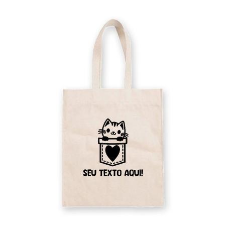 Imagem de Sacola de Algodão Cru Personalizada Love Cat - 22cm x 33cm - 1 unidade - Rizzo