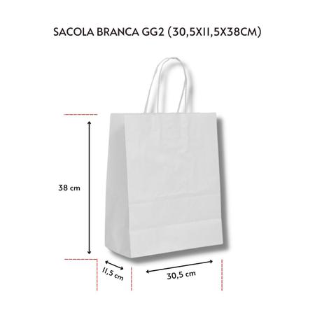 Imagem de Sacola de papel kraft branca gg2 30,5x11,5x38  c/ 10 un