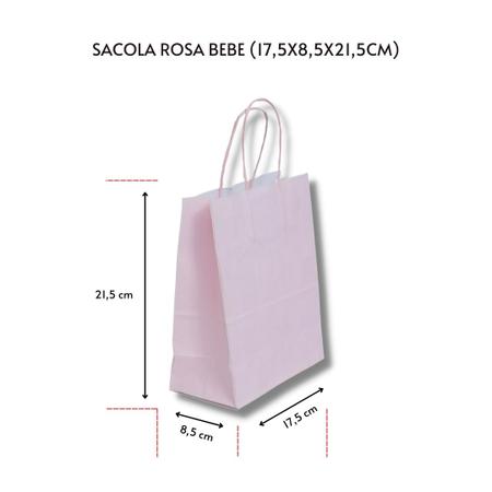 Imagem de Sacola para presente kraft rosa bebe 17,5x8,0x21,5 c/ 10 un.