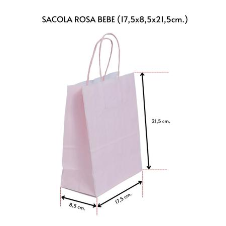 Imagem de Sacola para presente kraft rosa bebe 17,5x8,0x21,5 c/ 30 un.