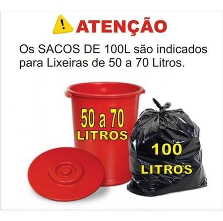 Imagem de Sacos De Lixo 100 Litros Preto 300Un Resistentes