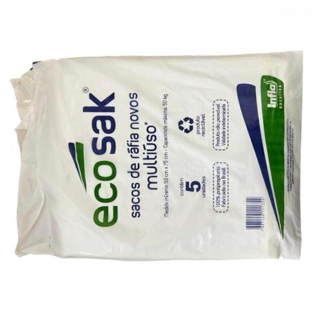 Imagem de Sacos De Rafia Novos Ecosak 50Cm X 75Cm - 50Kg - Pacote Com 5 Pecas Branco