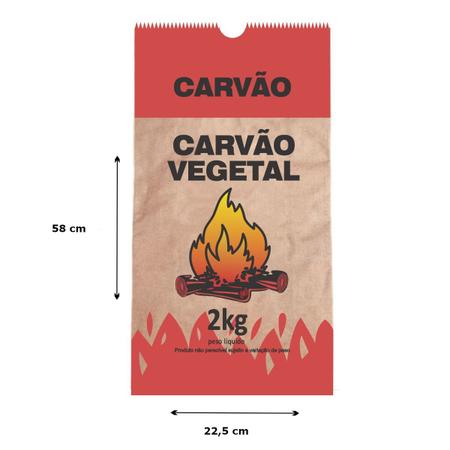 Imagem de Sacos Embalagem Kraft p/Carvão vegetal 22,5X9X58 2 Kg 100 Un