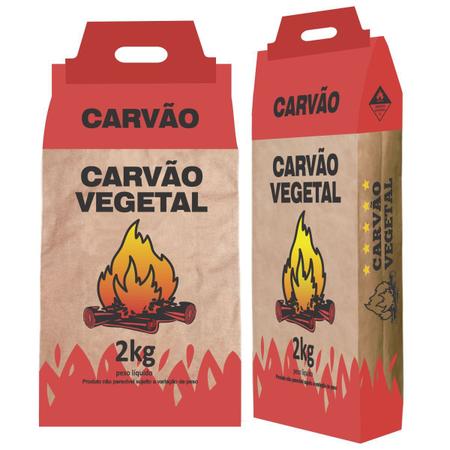 Imagem de Sacos Embalagem Kraft p/Carvão vegetal 22,5X9X58 2 Kg 100 Un