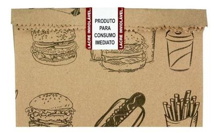 Imagem de Sacos Kraft SOS Timbrado PP 3Kg (12x9x26cm.) P/ Delivery Hamburguer Lanches C/ 100 Un.