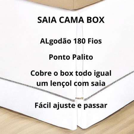 Imagem de Saia box casal king c/ ponto palito 180 fios algodao premium