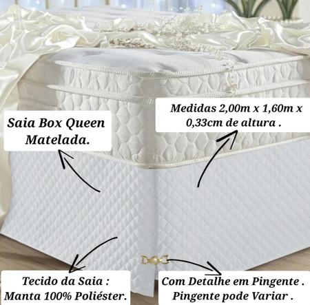 Imagem de Saia Box Matelada Ultrassônico Casal Queen Size ou Conjugado Com Pingente Luxo Cor Palha