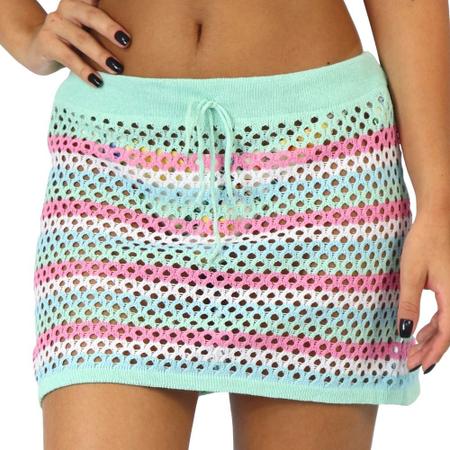 Saia Curta Tricot Croch Sa da de Praia Colorida Piscina Rangel
