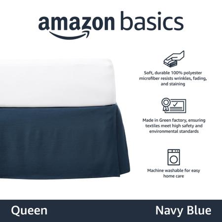 Imagem de Saia de cama Amazon Basics Leve Plissada Queen Azul Marinho