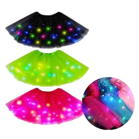 Saia De Tule Tutu Led Adulto 40cm Com Brilho Glitter Diversas