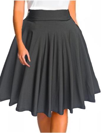 Saia God Duplo Midi Rodada Preta Puro Glamour Saia Feminina