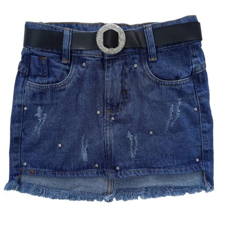 Imagem de Saia Hot Pants Detonada Jeans Feminina Infantil e Juvenil