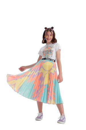 Imagem de Saia Infantil Plissada Midi Fashion Blogueira Color 181421