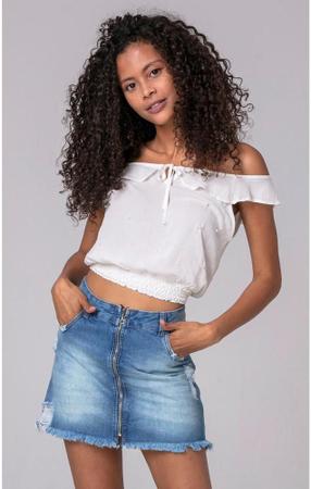 Saia Jeans com Z per Codigo Girls C digo Girls Saia Feminina