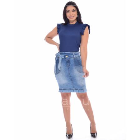 Saia Jeans Lapis media Clara - Penha - Malibu Modas Imagem de Saia Jeans Lapis media Clara - Penha