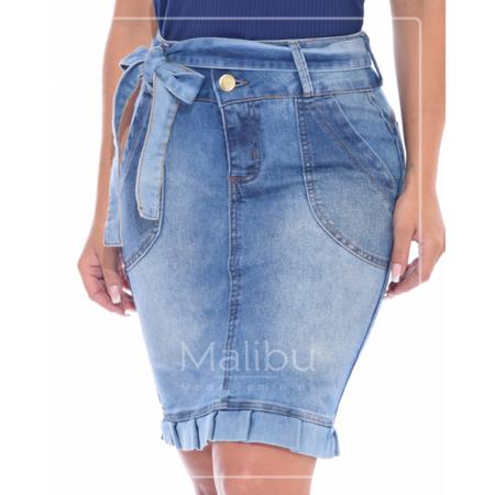 Saia Jeans Lapis media Clara - Penha - Malibu Modas Imagem de Saia Jeans Lapis media Clara - Penha