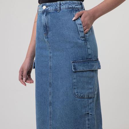 Saia jeans cheap sawary cintura alta