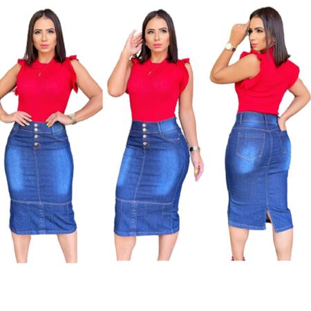 Saia jeans store longuete