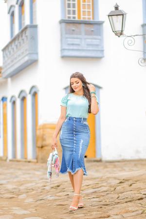 Saia jeans na praia sale