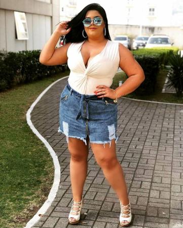 Saia jeans hotsell ziper frontal