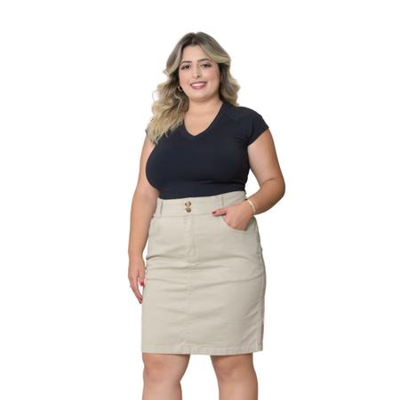 Imagem de Saia Jeans Sarja Plus Size Moda Evangélica Cintura alta