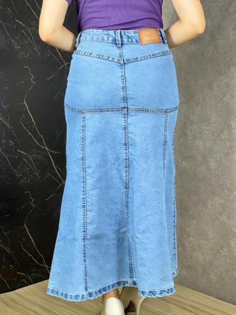 Saia jeans cheap longa godê