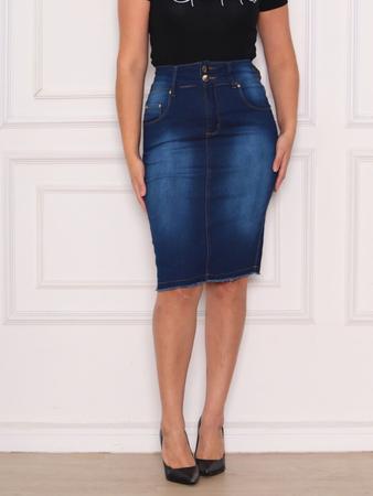 Saia cintura alta jeans com cheap botões