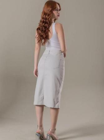 Saia Longa Sarja Feminina Bivik Jeans Imagem de Saia Longa Sarja Feminina Bivik Jeans