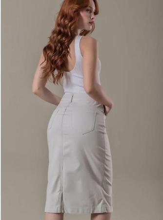 Saia Longa Sarja Feminina Bivik Jeans Imagem de Saia Longa Sarja Feminina Bivik Jeans