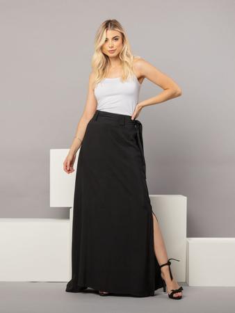 Saia longa lisa preta discount