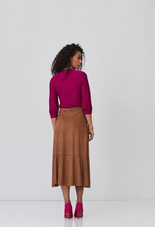 Saia Midi Chamois Realist Saia Feminina Magazine Luiza