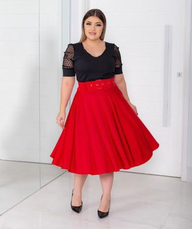 Saia midi godé rose - VIA BRÁS - Saia Feminina - Magazine Luiza