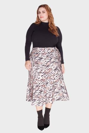 Saia Midi Nesgas Camuflado Plus Size Passy Saia Feminina