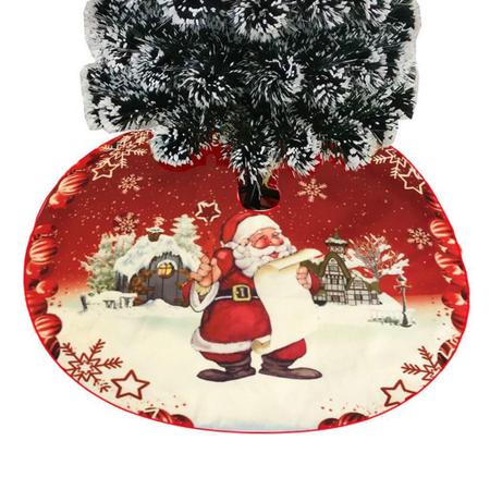 Imagem de Saia Para Árvore De Natal Temática Papai Noel Pinheiro 82Cm