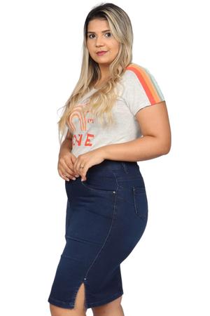 Saia Secretária Allmaria Fact Jeans Jeans - Azul Escuro