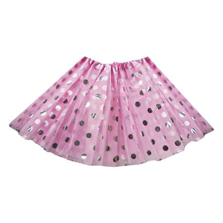 Saia Tule Po Rosa com Prata Infantil 30cm Extra Festas