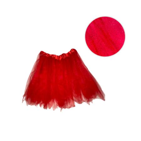 Saia Tule Vermelha C Glitter 37 cm Carnaval Festa Fantasia 7