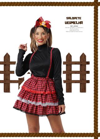 Fantasia Conjunto Festa Junina Caipira Xadrez Saia E Blusa