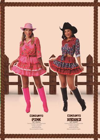 Saia Xadrez Junina Adulto Conjunto Camisa e Saia Estampadas - Fantasias  Super - Saia Feminina - Magazine Luiza