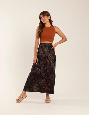 Saia Estampada Tie Dye Maxi - Preto - Zinzane