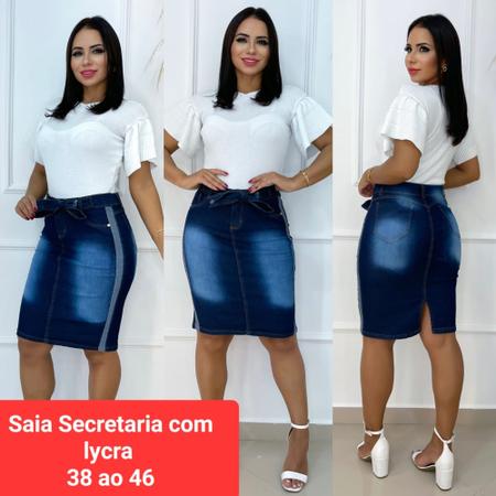 Imagem de Saias secretarias jeans evangélica