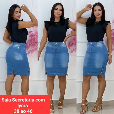 Saias secretarias jeans evang lica Dk modas Saia Feminina